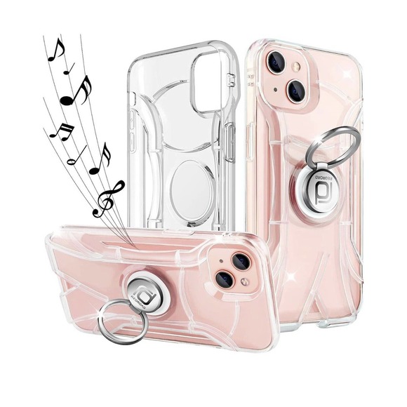 iPhone 13 Clear Shock proof case with stereo amplifier. Multifunction magnetic - Picture 1 of 4